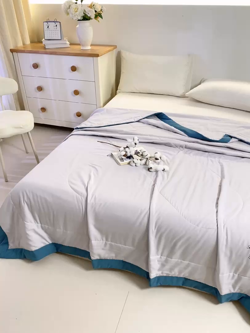 91家纺网 家纺一手货源 找家纺 圣梦莱羽绒家纺 2026新款A类棉花被夏被水洗棉春秋被 7A 抗菌被芯 灰色-夏被