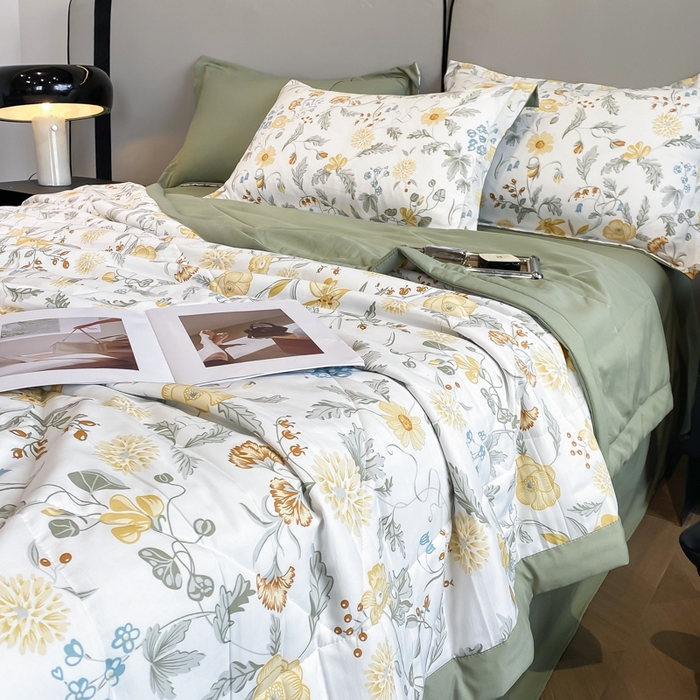 91家纺网 家纺一手货源 找家纺 帕拉美拉 2026新款A类棉麻夏被四件套 陌上花开