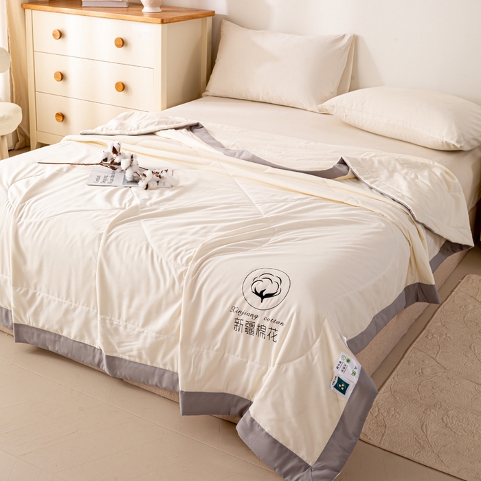 91家纺网 家纺一手货源 找家纺 圣梦莱羽绒家纺 2026新款A类棉花被夏被水洗棉春秋被 7A 抗菌被芯 米白色-夏被