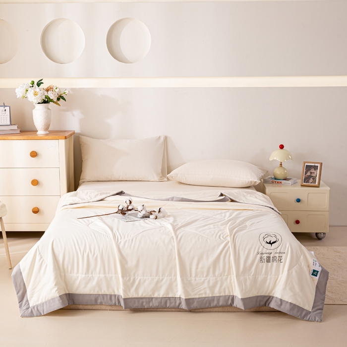 91家纺网 家纺一手货源 找家纺 圣梦莱羽绒家纺 2026新款A类棉花被夏被水洗棉春秋被 7A 抗菌被芯 米白色-夏被