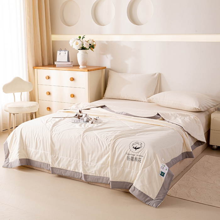 91家纺网 家纺一手货源 找家纺 圣梦莱羽绒家纺 2026新款A类棉花被夏被水洗棉春秋被 7A 抗菌被芯 米白色-夏被