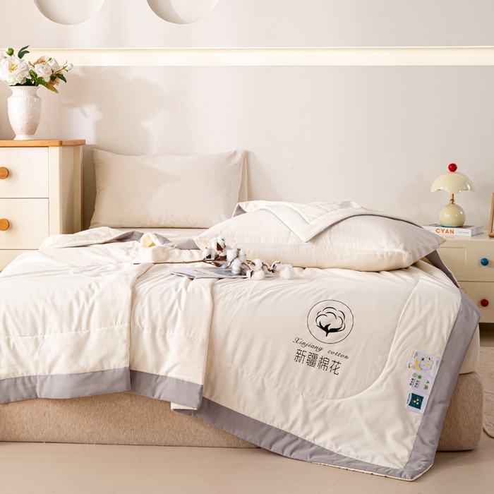 91家纺网 家纺一手货源 找家纺 圣梦莱羽绒家纺 2026新款A类棉花被夏被水洗棉春秋被 7A 抗菌被芯 米白色-夏被
