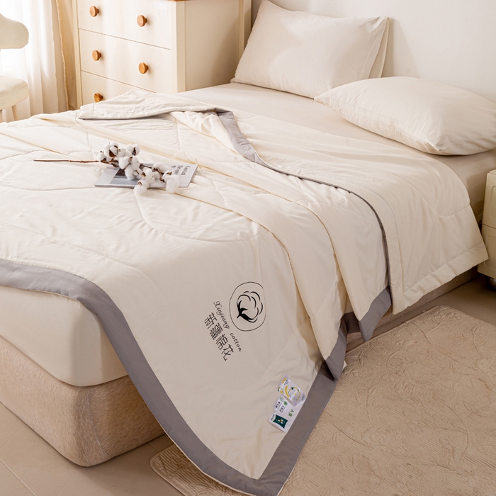 91家纺网 家纺一手货源 找家纺 圣梦莱羽绒家纺 2026新款A类棉花被夏被水洗棉春秋被 7A 抗菌被芯 米白色-夏被