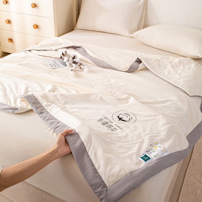 91家纺网 家纺一手货源 找家纺 圣梦莱羽绒家纺 2026新款A类棉花被夏被水洗棉春秋被 7A 抗菌被芯 米白色-夏被