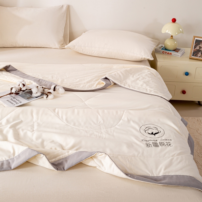 91家纺网 家纺一手货源 找家纺 圣梦莱羽绒家纺 2026新款A类棉花被夏被水洗棉春秋被 7A 抗菌被芯 米白色-夏被