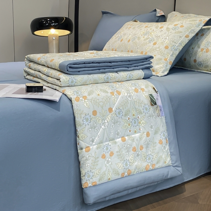 91家纺网 家纺一手货源 找家纺 帕拉美拉 2026新款A类棉麻夏被四件套 浅忆-灰