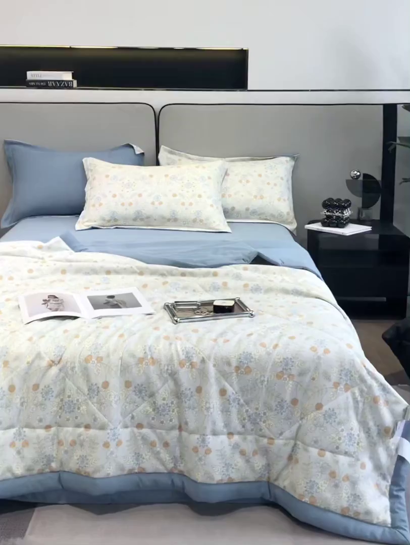 91家纺网 家纺一手货源 找家纺 帕拉美拉 2026新款A类棉麻夏被四件套 浅忆-灰