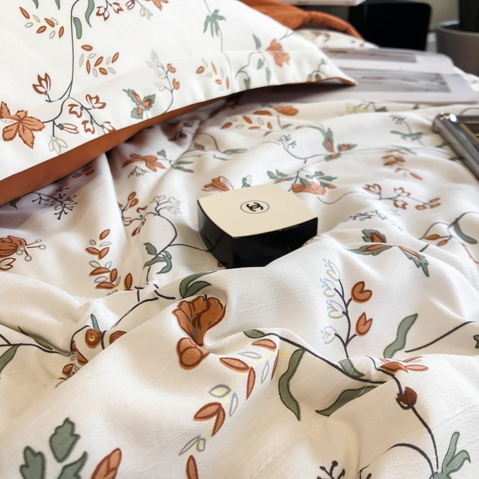 91家纺网 家纺一手货源 找家纺 帕拉美拉 2026新款A类棉麻夏被四件套 夕颜-桔