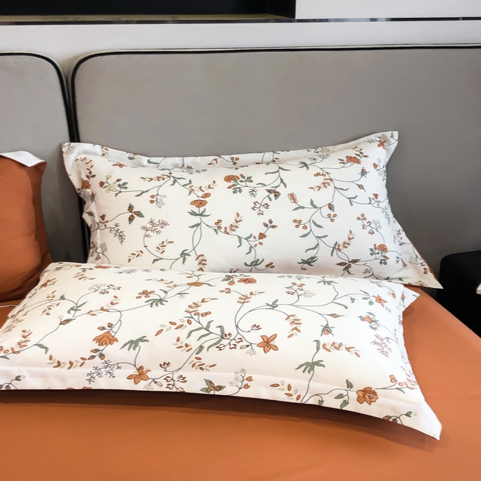 91家纺网 家纺一手货源 找家纺 帕拉美拉 2026新款A类棉麻夏被四件套 夕颜-桔