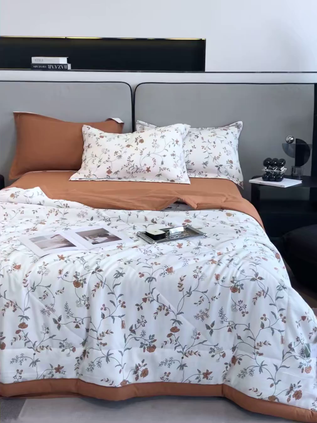 91家纺网 家纺一手货源 找家纺 帕拉美拉 2026新款A类棉麻夏被四件套 夕颜-桔