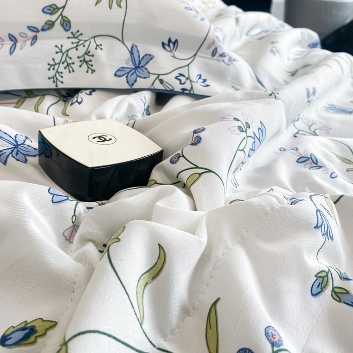 91家纺网 家纺一手货源 找家纺 帕拉美拉 2026新款A类棉麻夏被四件套 夕颜-蓝