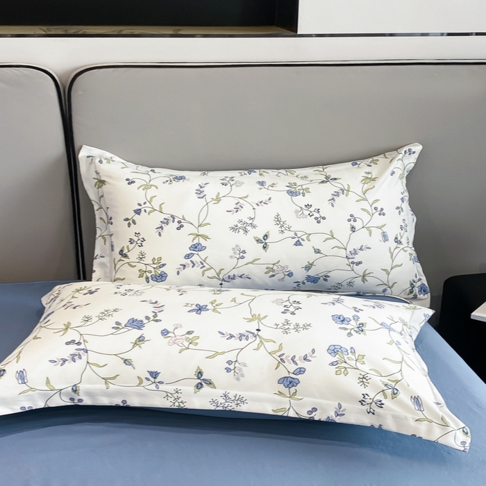 91家纺网 家纺一手货源 找家纺 帕拉美拉 2026新款A类棉麻夏被四件套 夕颜-蓝