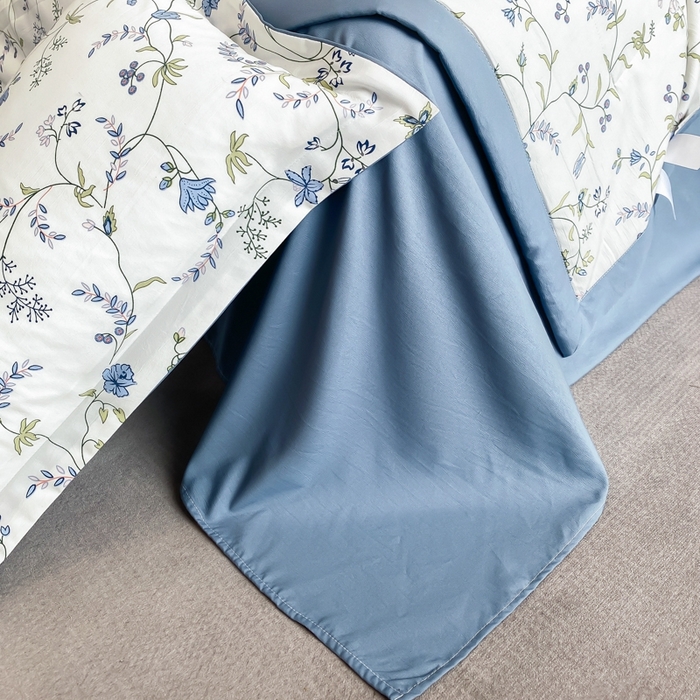 91家纺网 家纺一手货源 找家纺 帕拉美拉 2026新款A类棉麻夏被四件套 夕颜-蓝