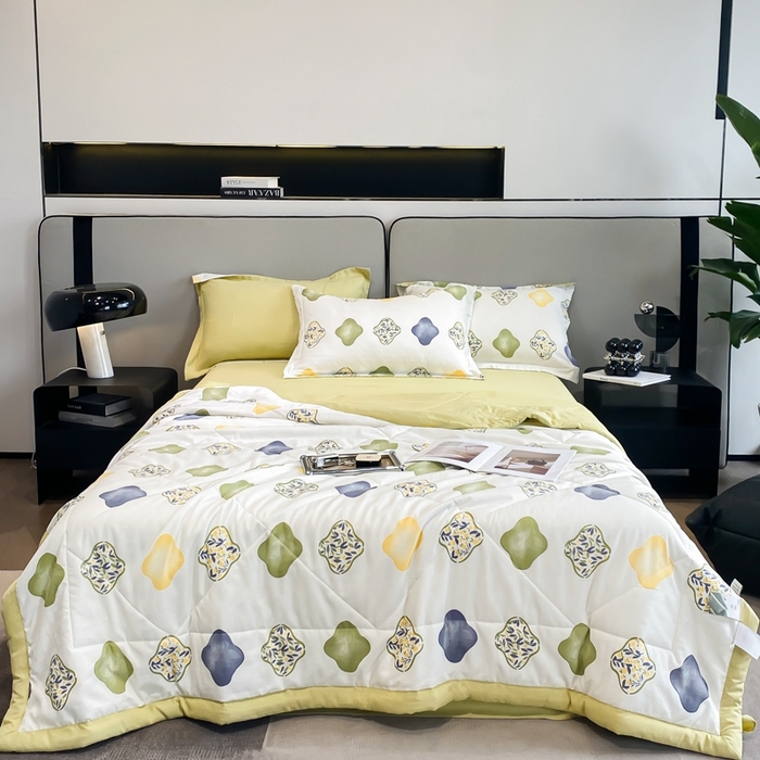 91家纺网 家纺一手货源 找家纺 帕拉美拉 2026新款A类棉麻夏被四件套 夏洛-兰