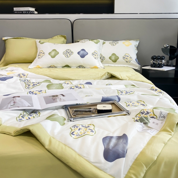 91家纺网 家纺一手货源 找家纺 帕拉美拉 2026新款A类棉麻夏被四件套 夏洛-兰