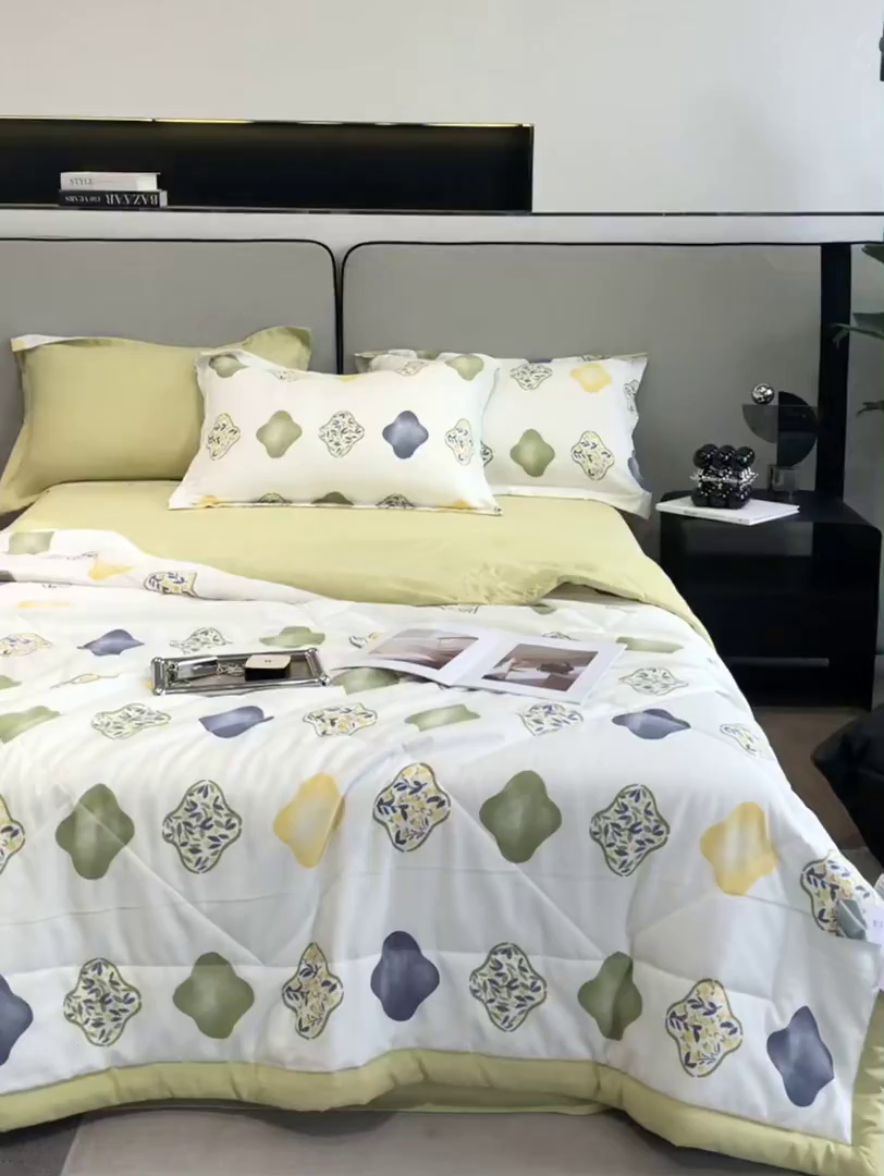 91家纺网 家纺一手货源 找家纺 帕拉美拉 2026新款A类棉麻夏被四件套 夏洛-兰