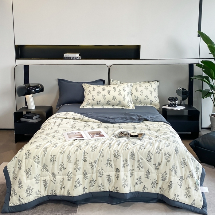 91家纺网 家纺一手货源 找家纺 帕拉美拉 2026新款A类棉麻夏被四件套 邂逅-绿