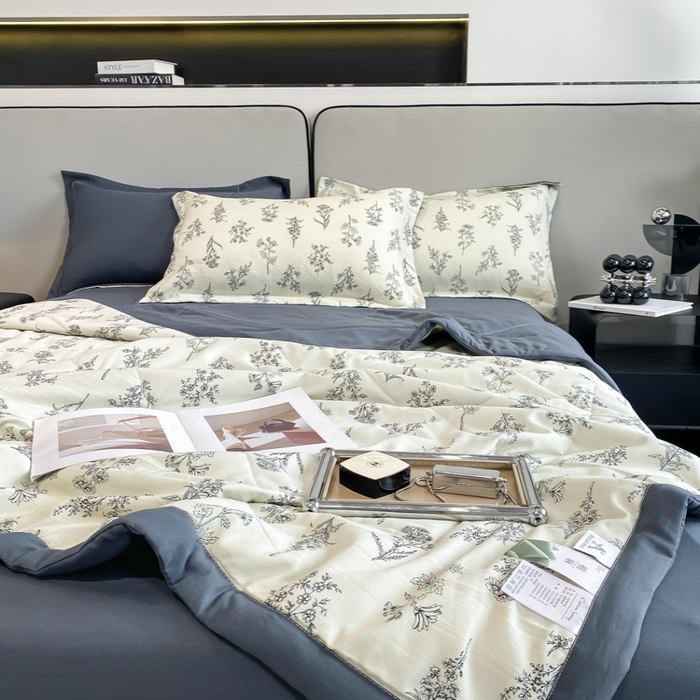 91家纺网 家纺一手货源 找家纺 帕拉美拉 2026新款A类棉麻夏被四件套 邂逅-绿