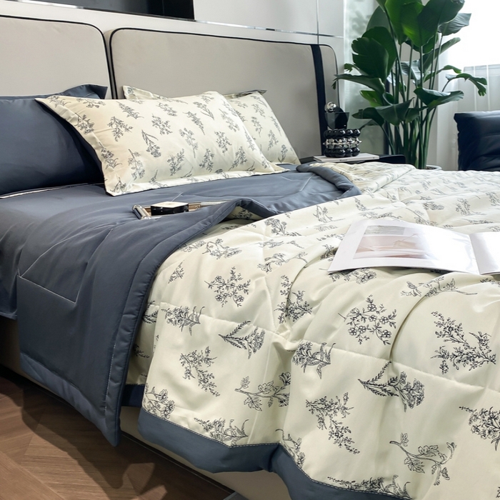 91家纺网 家纺一手货源 找家纺 帕拉美拉 2026新款A类棉麻夏被四件套 邂逅-绿