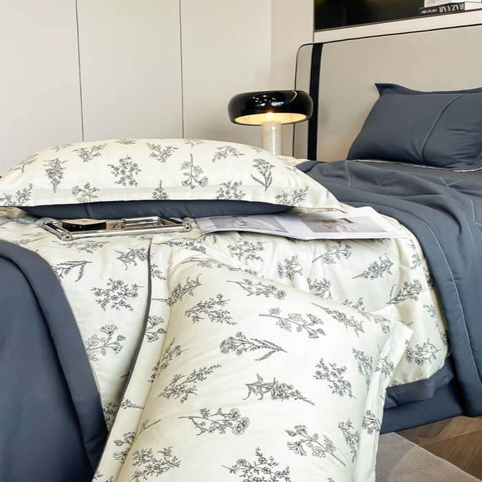 91家纺网 家纺一手货源 找家纺 帕拉美拉 2026新款A类棉麻夏被四件套 邂逅-绿