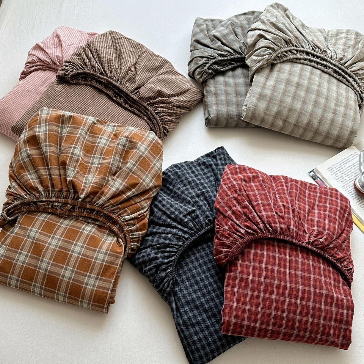 91家纺网 家纺一手货源 找家纺 （总）六巷胡同 2026新款A类全棉纯棉水洗棉色织格子单品床笠 床笠单件