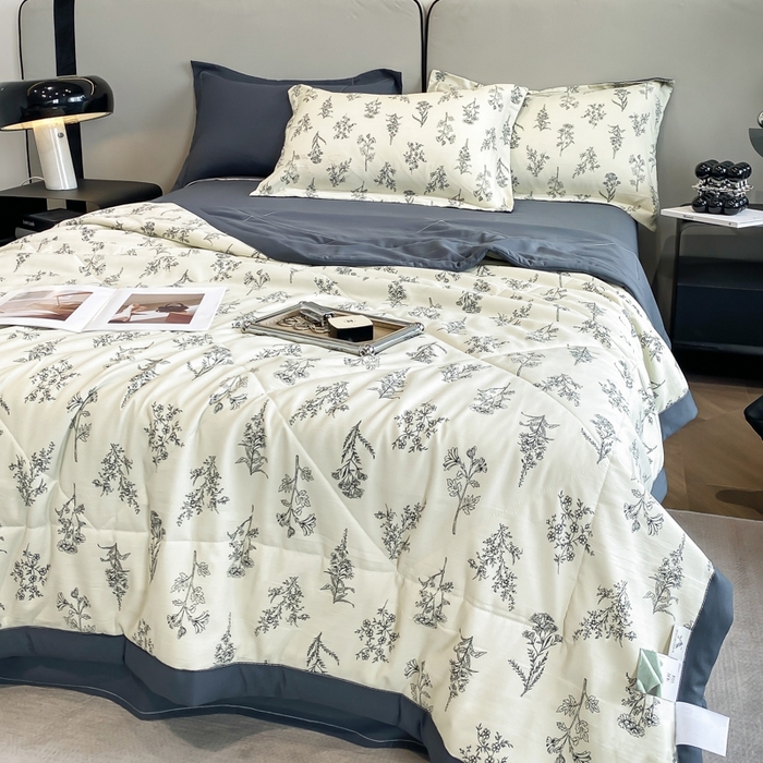 91家纺网 家纺一手货源 找家纺 帕拉美拉 2026新款A类棉麻夏被四件套 邂逅-绿