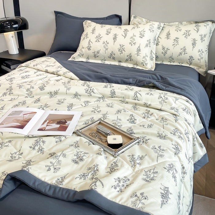 91家纺网 家纺一手货源 找家纺 帕拉美拉 2026新款A类棉麻夏被四件套 邂逅-绿