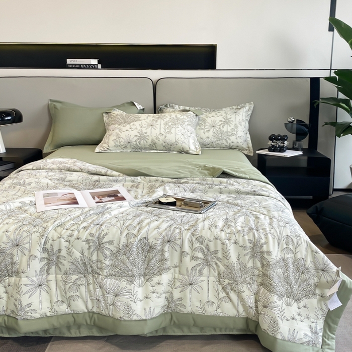 91家纺网 家纺一手货源 找家纺 帕拉美拉 2026新款A类棉麻夏被四件套 椰林