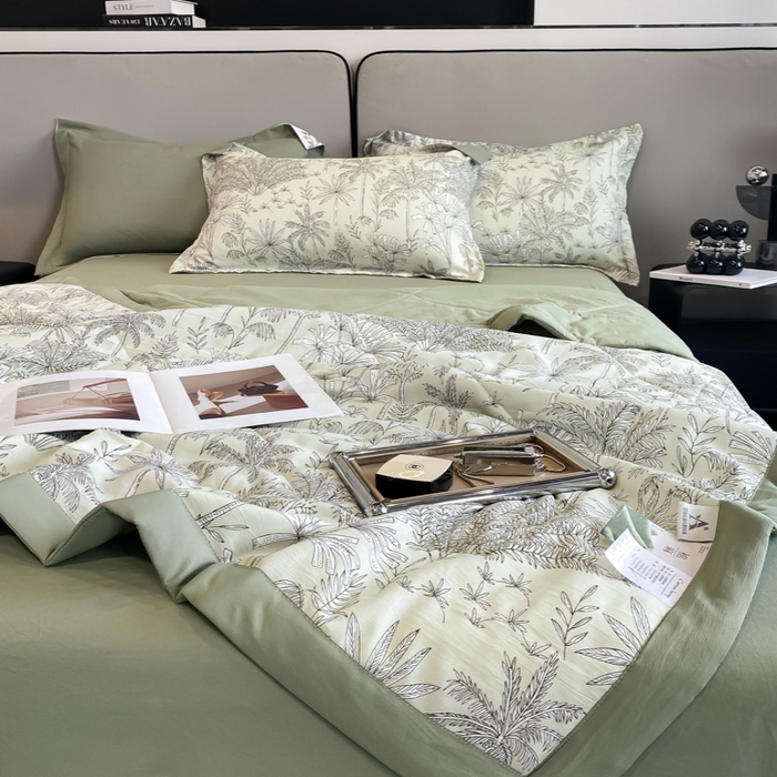 91家纺网 家纺一手货源 找家纺 帕拉美拉 2026新款A类棉麻夏被四件套 椰林