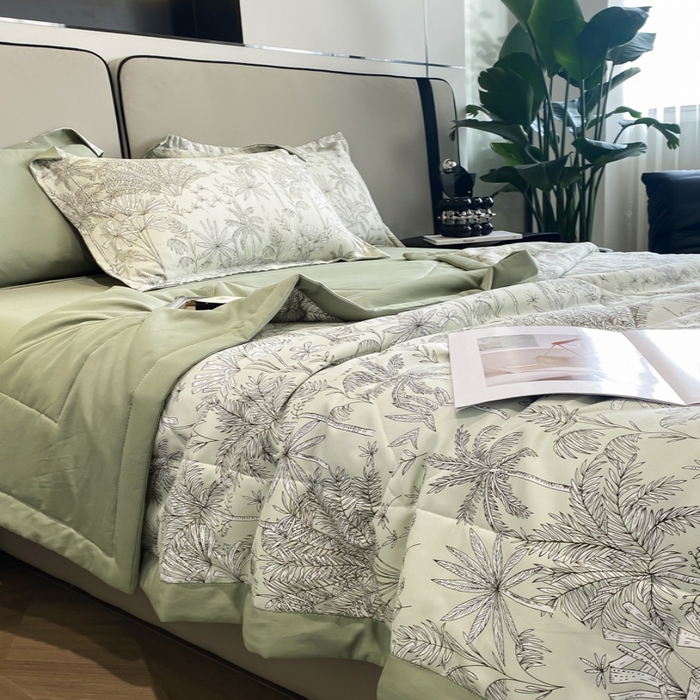 91家纺网 家纺一手货源 找家纺 帕拉美拉 2026新款A类棉麻夏被四件套 椰林