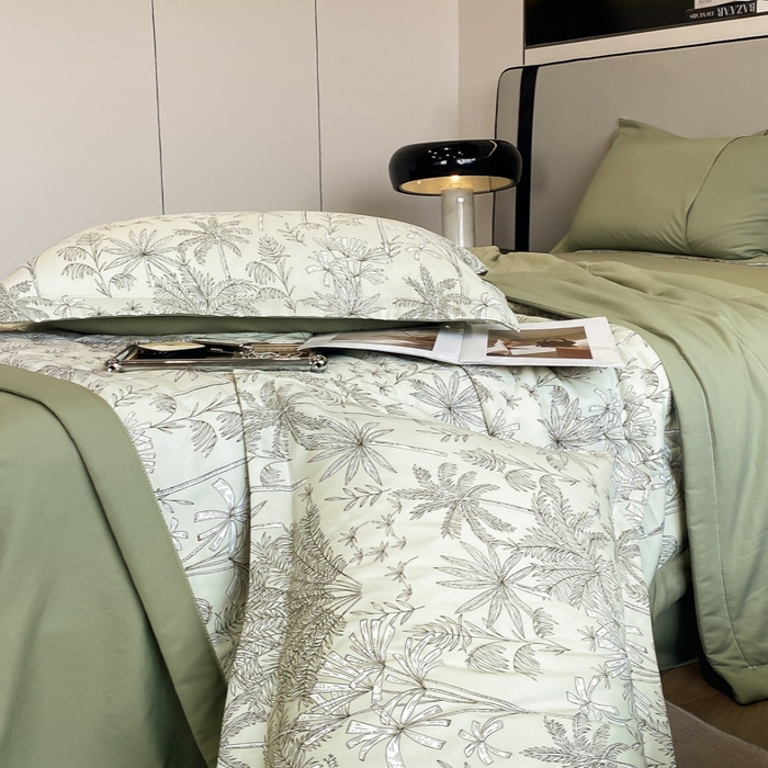 91家纺网 家纺一手货源 找家纺 帕拉美拉 2026新款A类棉麻夏被四件套 椰林