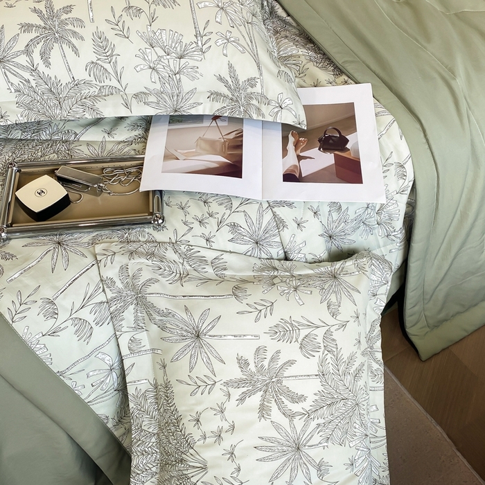91家纺网 家纺一手货源 找家纺 帕拉美拉 2026新款A类棉麻夏被四件套 椰林