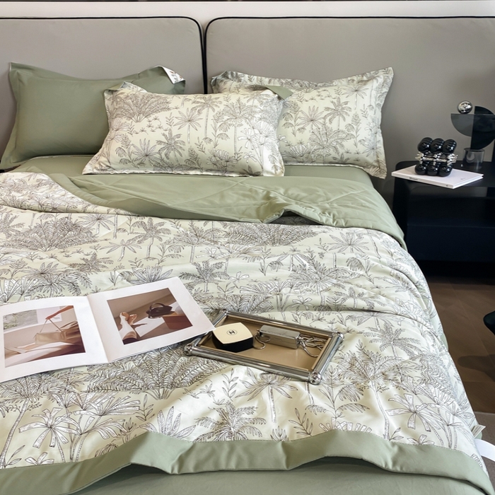 91家纺网 家纺一手货源 找家纺 帕拉美拉 2026新款A类棉麻夏被四件套 椰林