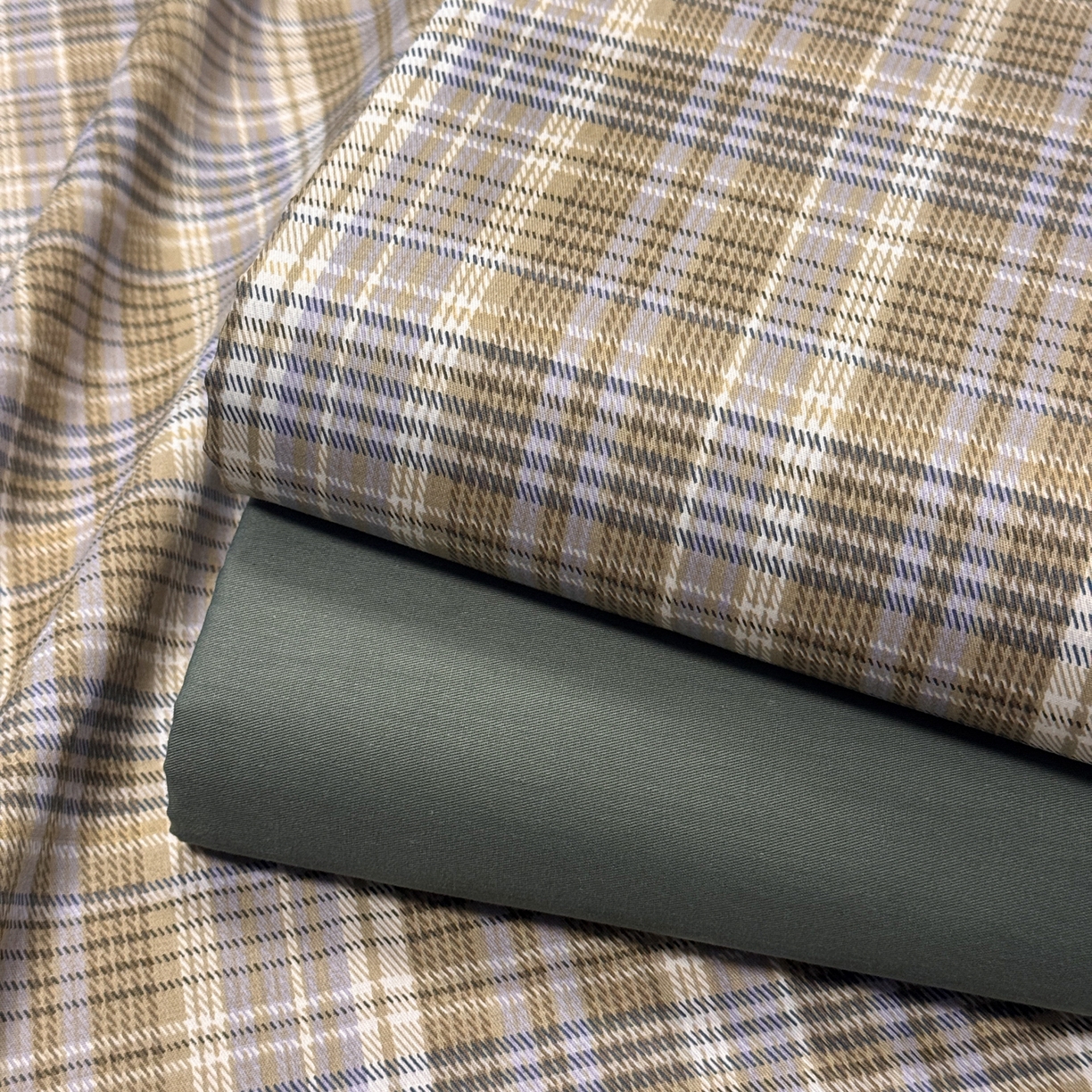 简宜家居（朝初家纺） 2026新款40支13070全棉简约格子系列A版床单 抹茶格