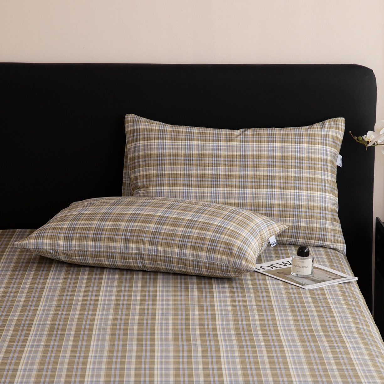 91家纺网 家纺一手货源 找家纺 简宜家居（朝初家纺） 2026新款40支13070全棉简约格子系列A版床单 抹茶格