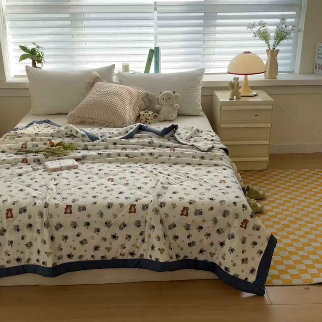 91家纺网 家纺一手货源 找家纺 （总）帕拉美拉 2026新款A类印花冰凉丝凉感丝手包大宽边夏被