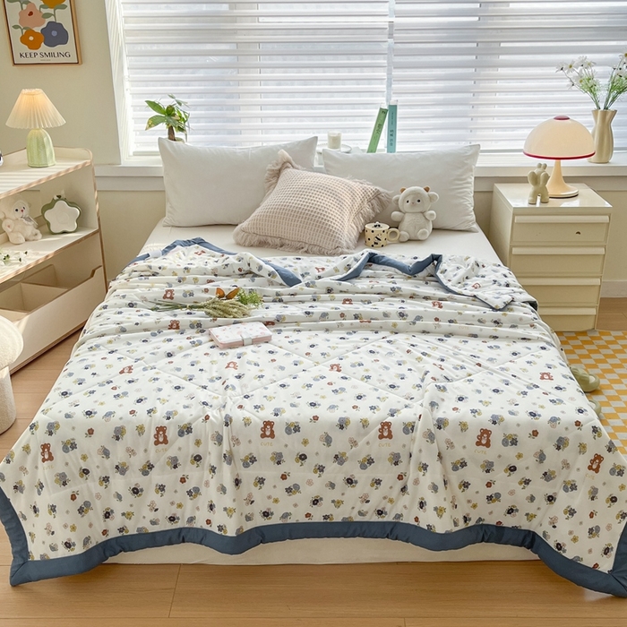 91家纺网 家纺一手货源 找家纺 （总）帕拉美拉 2026新款A类印花冰凉丝凉感丝手包大宽边夏被