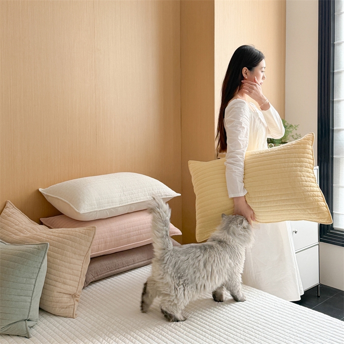 91家纺网 家纺一手货源 找家纺 （总）乐野家居 2026新款韩风系列高密度色织全棉纯棉绗缝床盖 松紧防滑床单