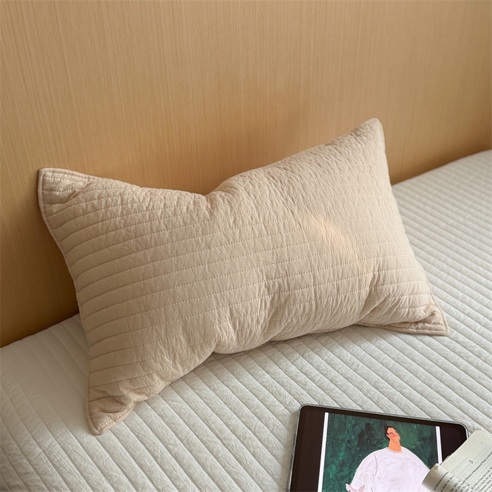 91家纺网 家纺一手货源 找家纺 乐野家居 2026新款韩风系列高密度色织全棉纯棉绗缝床盖 松紧防滑床单 黄油色