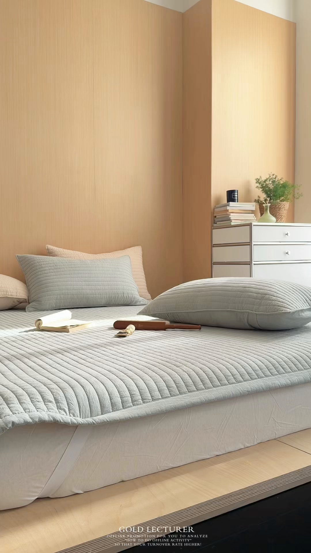 91家纺网 家纺一手货源 找家纺 乐野家居 2026新款韩风系列高密度色织全棉纯棉绗缝床盖 松紧防滑床单 治愈蓝