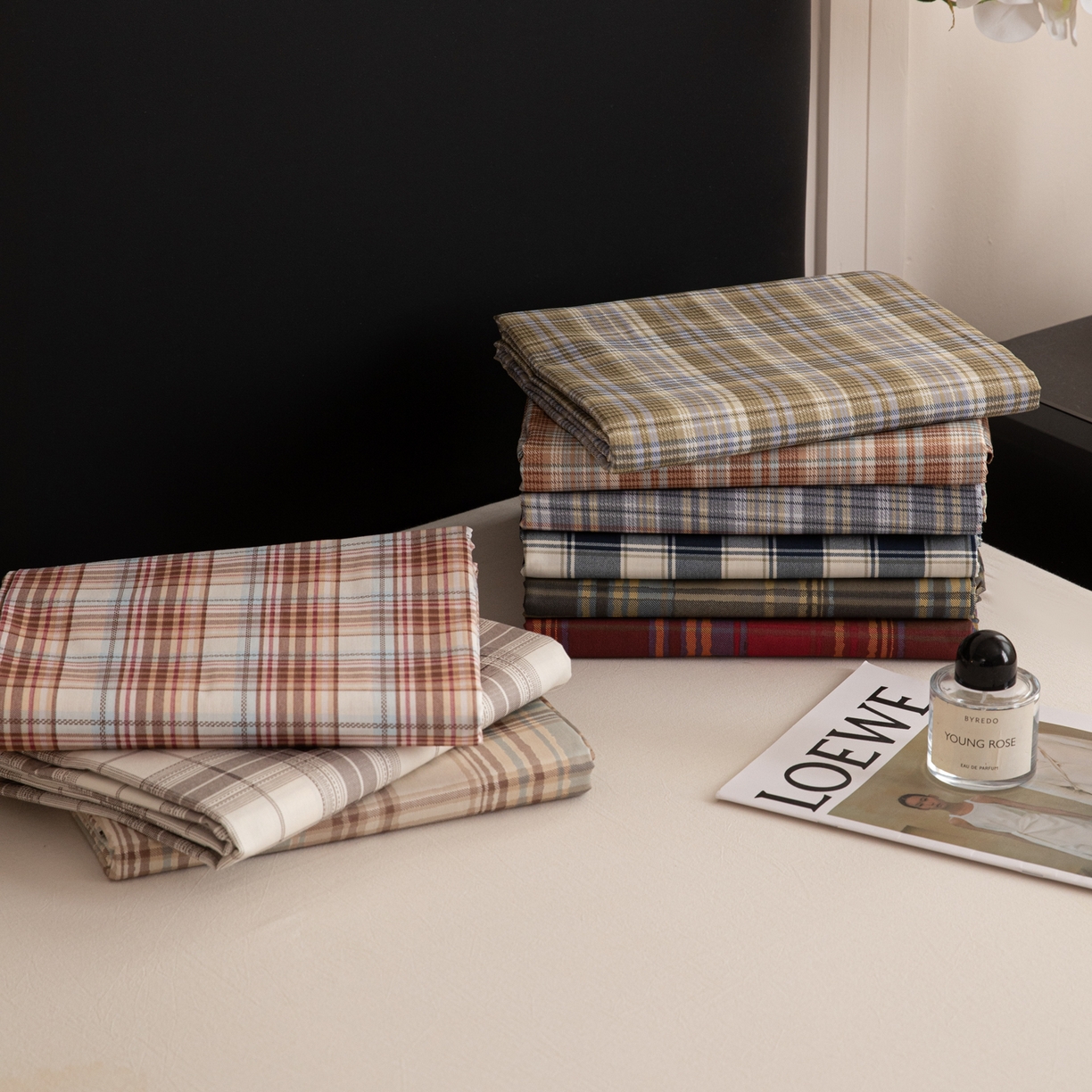 91家纺网 家纺一手货源 找家纺 简宜家居（朝初家纺） 2026新款40支13070全棉简约格子系列A版床单 组合（仅参考）