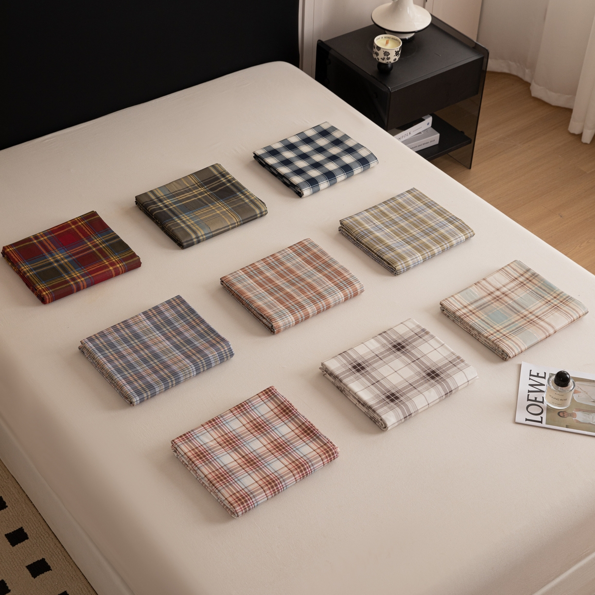 91家纺网 家纺一手货源 找家纺 简宜家居（朝初家纺） 2026新款40支13070全棉简约格子系列A版床单 组合（仅参考）