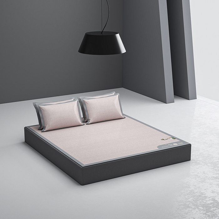 91家纺网 家纺一手货源 找家纺 （总）小牛席业 2026新款双PE高凉感-小斜纹美丽绣球冰丝席席子凉席