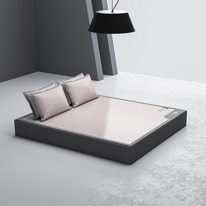 91家纺网 家纺一手货源 找家纺 （总）小牛席业 2026新款双PE高凉感-小斜纹美丽绣球冰丝席席子凉席