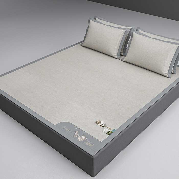 91家纺网 家纺一手货源 找家纺 （总）小牛席业 2026新款双PE高凉感-小斜纹美丽绣球冰丝席席子凉席