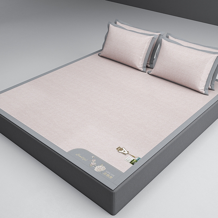 91家纺网 家纺一手货源 找家纺 （总）小牛席业 2026新款双PE高凉感-小斜纹美丽绣球冰丝席席子凉席