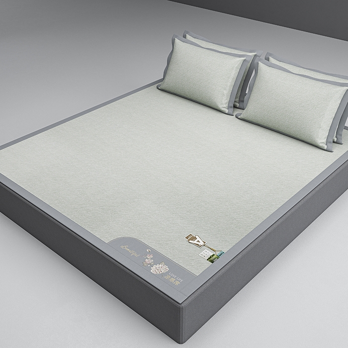 91家纺网 家纺一手货源 找家纺 （总）小牛席业 2026新款双PE高凉感-小斜纹美丽绣球冰丝席席子凉席