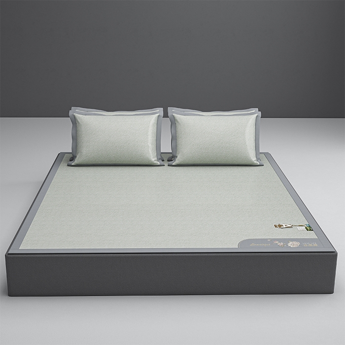 91家纺网 家纺一手货源 找家纺 小牛席业 2026新款双PE高凉感-小斜纹美丽绣球冰丝席席子凉席 绿色