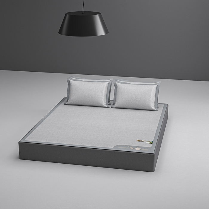 91家纺网 家纺一手货源 找家纺 小牛席业 2026新款双PE高凉感-小斜纹美丽绣球冰丝席席子凉席 灰色