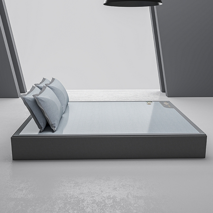 91家纺网 家纺一手货源 找家纺 小牛席业 2026新款双PE高凉感-小斜纹美丽绣球冰丝席席子凉席 蓝色